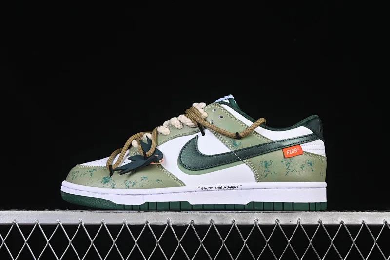 All categories Nk SB Dunk Series Nk SB Dunk Low High-end customized low-top sneakers Nike SB Dunk Low white and green straps low-top casual sneakers DD1391-100